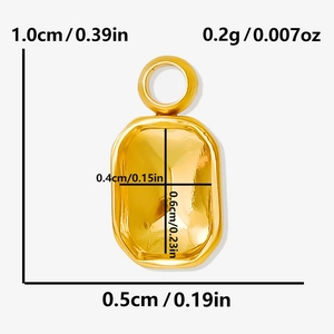 Detaillierte Größentabelle für goldene 304 Edelstahl-Anhänger mit gehämmerter Textur