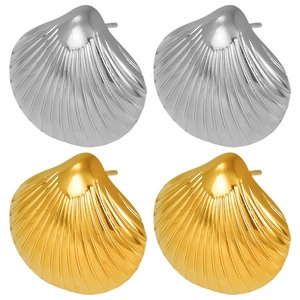 Boucles d'oreilles coquillage en acier inoxydable 304 finitions dorée et argentée