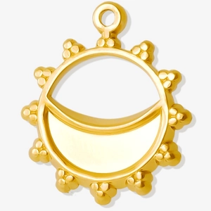 Irregular sun pendant in 304 stainless steel with golden finish and crescent cutout