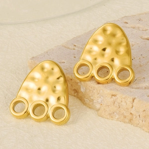 Stainless Steel Hammered Geometric Triangle Stud Earrings 18K Gold Plated Vintage Minimalist Jewelry For Women Gift