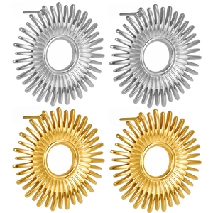 Minimalist 304 stainless steel sunburst stud earrings in gold and silver finish