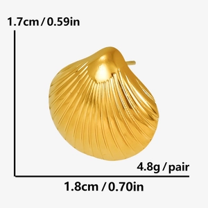 Détails des boucles d'oreilles coquillage en acier inoxydable doré 18k avec dimensions
