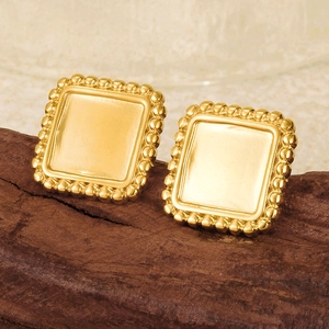 Orecchini a perno quadrati vintage in acciaio inossidabile 304 placcati oro 18 carati