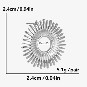 Detailed size and weight specs for sunburst 304 stainless steel stud earrings