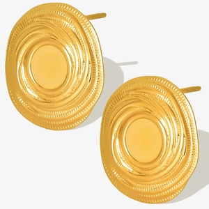 Orecchini a perno minimalisti in acciaio inox 304 dorato con trama a spirale tonda