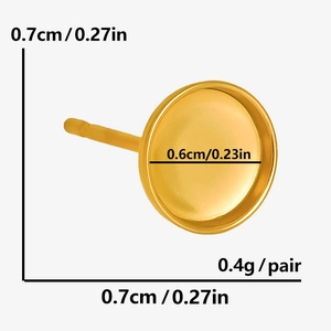 Detailansicht der 304 Edelstahl Gold Ohrringbasis mit 0,6 cm Innenfach Abmessungen