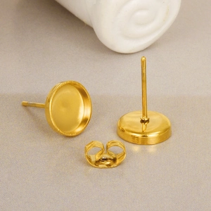 Minimalistische 18k vergoldete Edelstahl-Ohrstecker-Fassungen mit Schmetterlings-Verschluss
