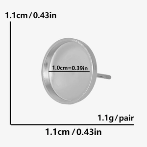 Detaillierte Größentabelle für 10mm Edelstahl-Ohrstecker mit 1,0 cm Durchmesserangabe