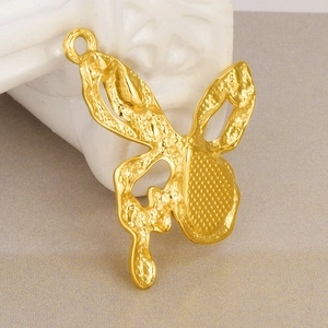 Artistic gold 304 stainless steel butterfly pendant with irregular molten texture finish