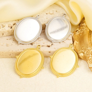 Détail du support de pendentif ovale en acier 304 or et argent pour bijoux DIY