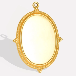 Base de Pendentif Ovale en Acier Inoxydable pour Création Bijoux DIY Plaqué Or Texture Corde Plateau Bijouterie