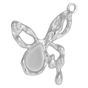 Polished silver 304 stainless steel butterfly pendant with a trendy liquid metal design