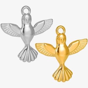 Polished bird pendant charms in gold and silver finish for DIY jewelry necklaces