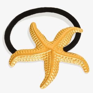 Ocean Series Starfish Hair Tie 304 Stainless Steel Gold Plated Texture Elastic Hair Band For Women Beach Style Hair Accessory