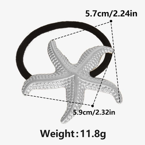 Detailed view showing dimensions and weight of the textured starfish hair tie