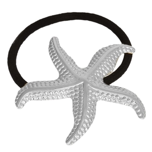 Starfish pendant hair tie made of 304 stainless steel with black elastic rope band