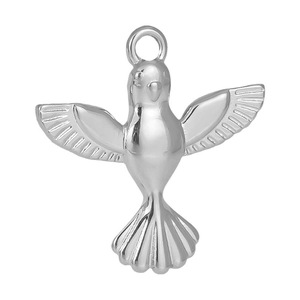 Polished 304 stainless steel bird pendant with detailed wings for DIY jewelry