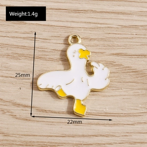 Detailed view of yellow rubber duck charm with dimensions 25mm height and 22mm width