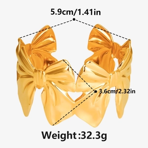 Guide des dimensions du bracelet nœud plaqué or 18K avec infos sur largeur et poids