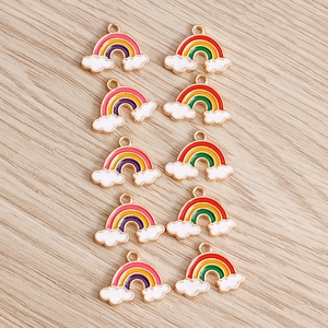 Set of 10 colorful rainbow cloud alloy charms for DIY jewelry making and crafts