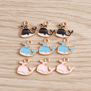 Pendentifs baleine et dauphin en émail rose, bleu et noir pour la création de bijoux DIY