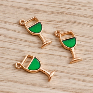 Enamel wine glass charms in rose gold alloy for DIY necklaces and craft accessories