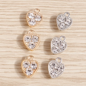 Pendentifs cœur en alliage avec strass en or et argent pour la création de bijoux DIY