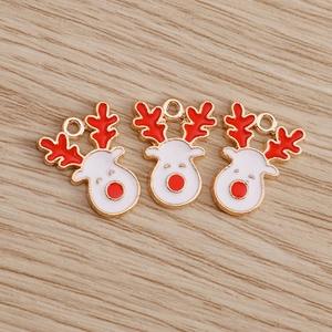 Cartoon alloy reindeer charms with red antlers and nose for Christmas DIY jewelry making