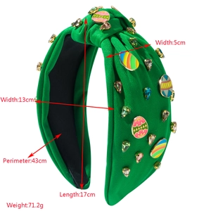Détails des dimensions du serre-tête nœud de Pâques avec cristaux et œufs colorés