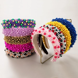 Serre-Tête Large Rembourré Baroque Künstliche Perles D'Imitation Nœud Pour Femmes Bandeau En Velours De Luxe Cœur En Strass Accessoires