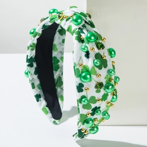 Serre-tête de la Saint-Patrick avec trèfles verts et décorations en perles et strass