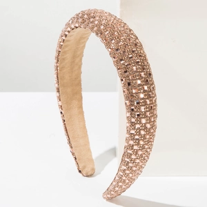Detail of vintage Baroque headband with hand-set champagne gold crystals on wide padded band