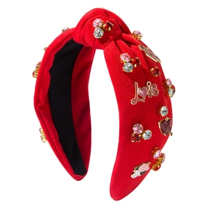 Cerchietto largo rosso con lettere Love di cristallo e strass per San Valentino