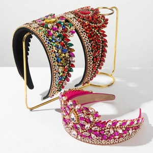 Baroque Luxurious Rhinestone Crown Headband For Women Wedding Party Heavywork Inlaid Sparkly Sweet Hair Accessory
