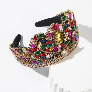 Baroque colorful crystal headband on white base for elegant wedding hair accessories