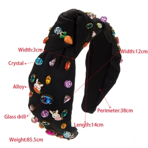 Serre-tête de Pâques avec strass colorés et perles de cristal sur tissu noué noir