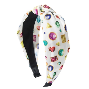 Diadema con nudo y estampado de piedras preciosas coloridas para mujer fiesta carnaval