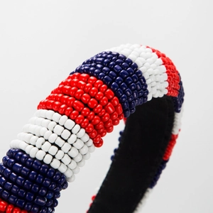 Serre tête patriotique rouge blanc et bleu avec perles tissées et rembourrage éponge