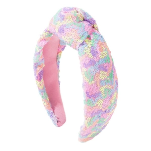 Kleurrijke haarband met pailletten in pastelkleuren met zachte stoffen voering