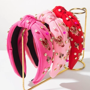 Saint Valentin Cœur Amour Lettre Noué Large Serre-tête Strass Künstliche Perle Tissu Accessoires Cheveux Pour Femme Fête