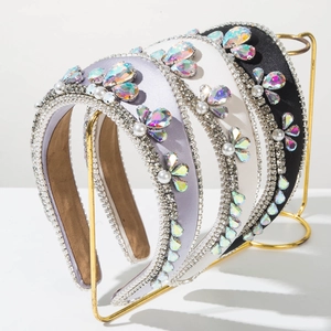 Lussuoso Cerchietto Imbottito Fatto a Mano Con Farfalla Strass Perla Artificial d'Imitazione Tessuto di Raso Fascia per Capelli Donna Matrimonio Festa Eleganti Accessori per Capelli