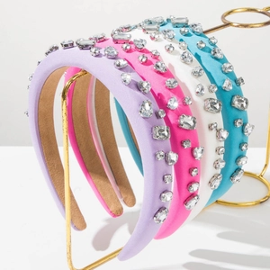 Baroque Padded Headband Luxury Crystal Rhinestone Thick Sponge Hairband For Women Elegant Party Wedding Hair Accessories