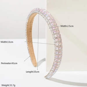 Rainbow crystal padded headband with sparkling colorful rhinestones and velvet lining
