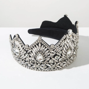 Macro view of luxurious Baroque crystal crown headband with intricate diamond patterns