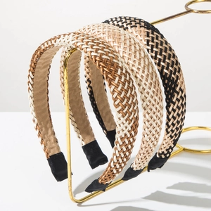 Bohemian Braided Fabric Headband For Women Raffia Style Wide Hairband Vintage Handmade Woven Hair Accessories Gift