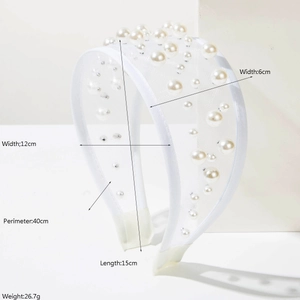 Elegant baroque white tulle headband with pearls for weddings and vintage bridal styles