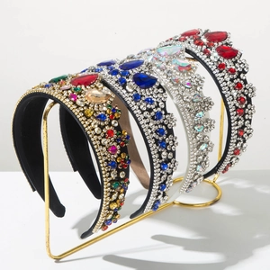 Lussuosa Fascia per Capelli in Tiara di Strass Barocco per Donna Cerchietto per Capelli Imbottito a Tesa Larga Retrò Corona di Cristallo