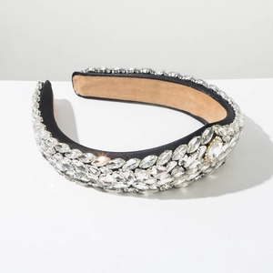 Close-up of luxury Baroque headband featuring sparkling marquise-cut crystal rhinestones