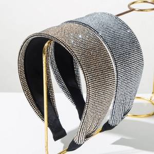 Fashion Wide Full Rhinestone Headband For Women Shiny Pave Rhinestone Hair Band Daily Party Hair Accessories Elegant Headwear