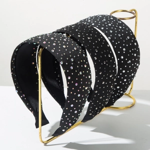 Baroque Elegant Wide Fabric Padded Headband For Women Glittering Full Rhinestone Embellished Hair Hoop Sparkling Retro Wedding Party Hair Accessory